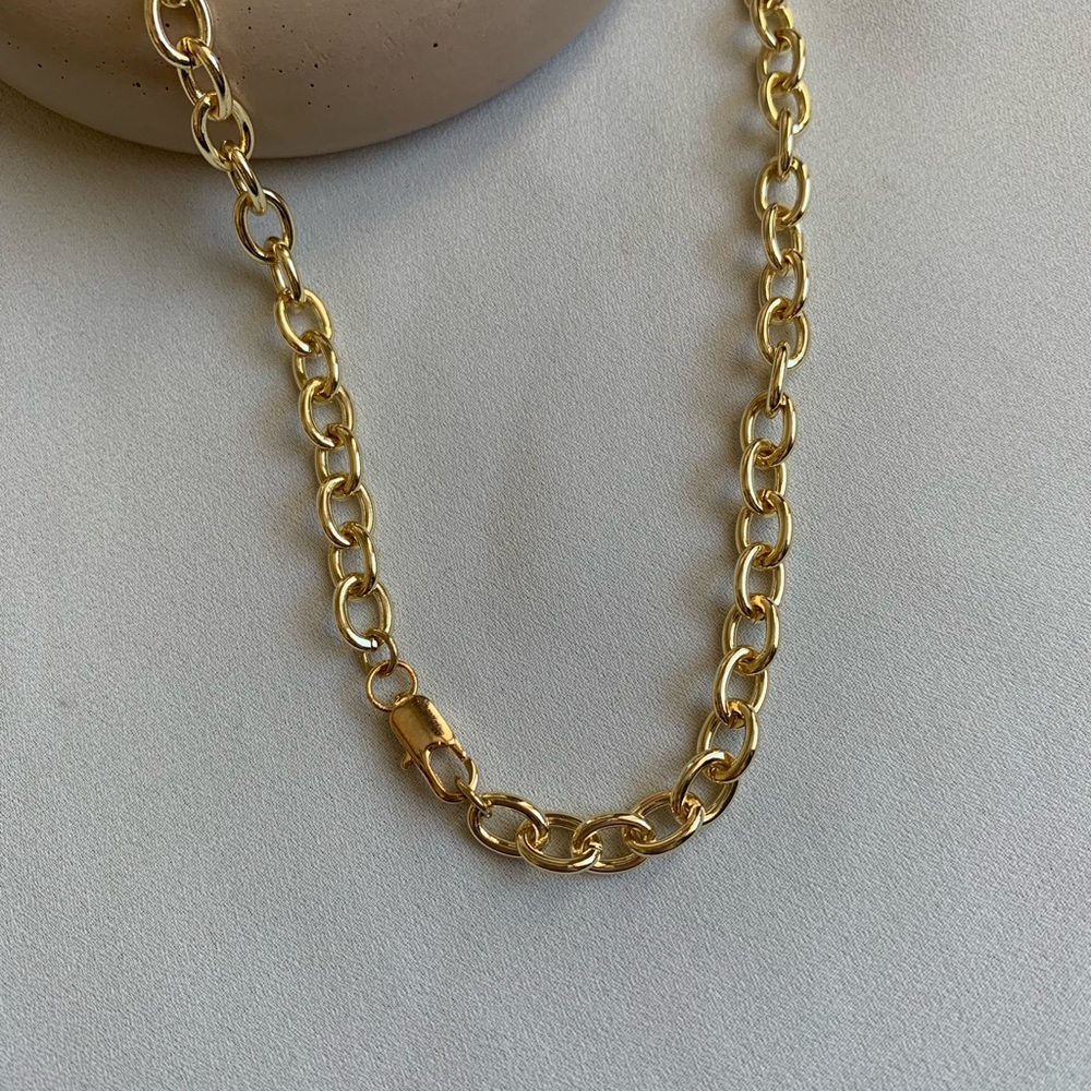 Gold Rolo Chain Necklace - 18 inches - Picture 4 of 7